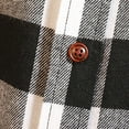 thumbnail image 3 of Long Sleeve Shirts for Men Plaid Flannel Loose Turndown Collar Buttons Shirt Jacket White 3XL, 3 of 5