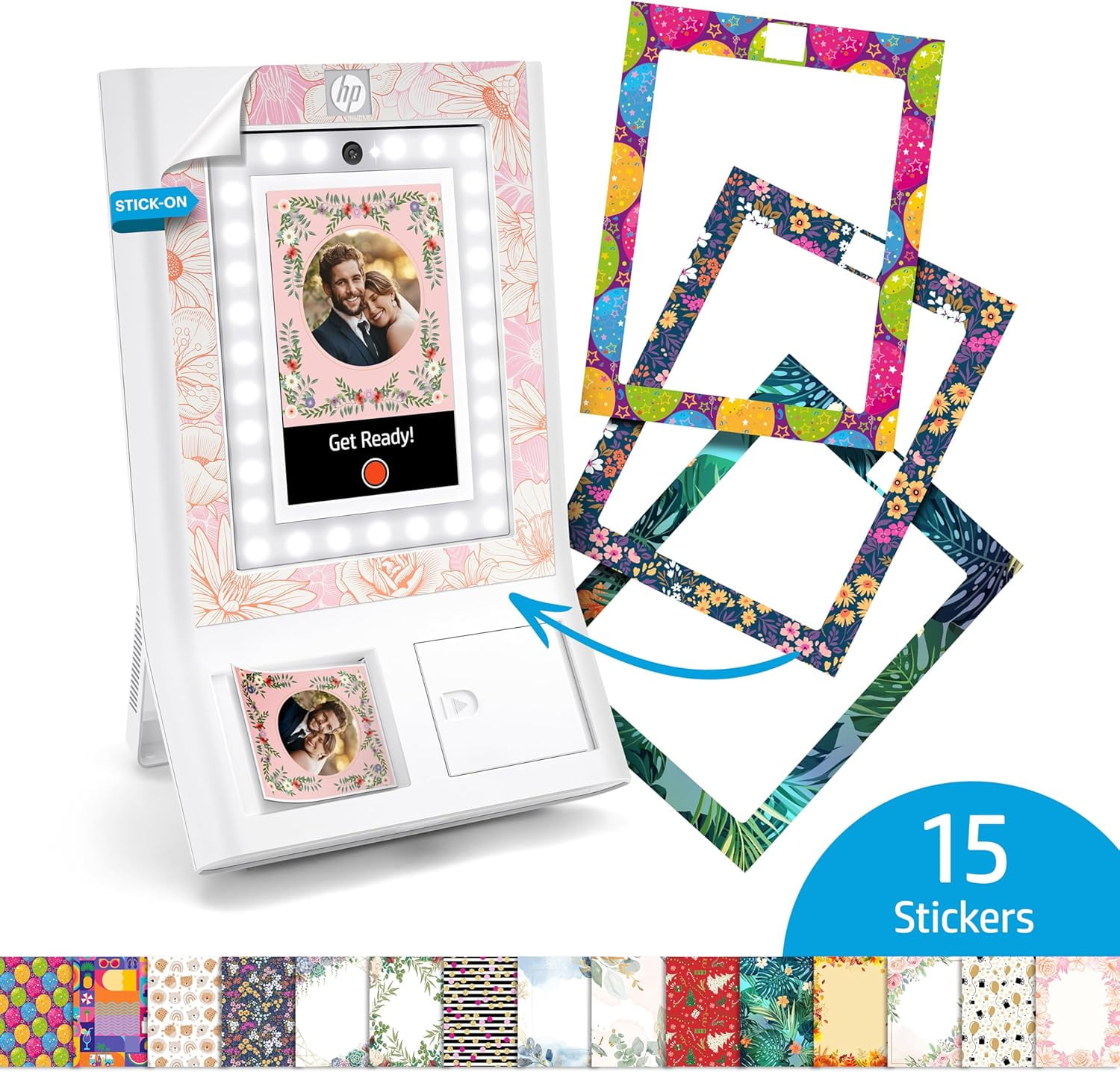 HP Sprocket Photobooth Sticker Frames - 15-Pack of Custom Adhesive Stickers Exclusively for Use with HP Sprocket Photobooth