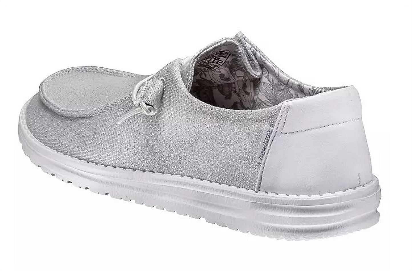 Silver Sparkling White Hey Dudes HEYDUDE™ Wendy Sequin Shoe