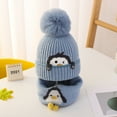 thumbnail image 3 of Children Baby Winter Hat Scarf Set, Unisex Infant Toddler Kids Cute Penguin Woolen Hat, Winter Warm Knit Pompom Hat Neck Scarf Two Piece Set, 3 of 9