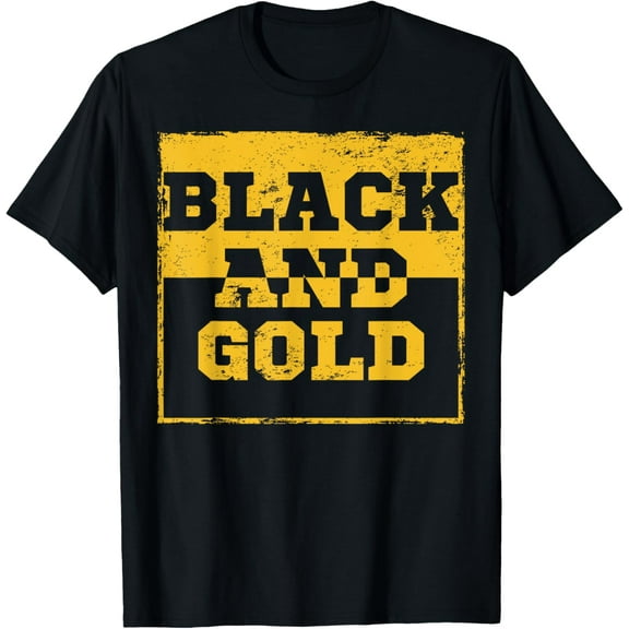 Black Gold Game Day Group Shirt for High School Football Funny Creative Graphic T-Shirt