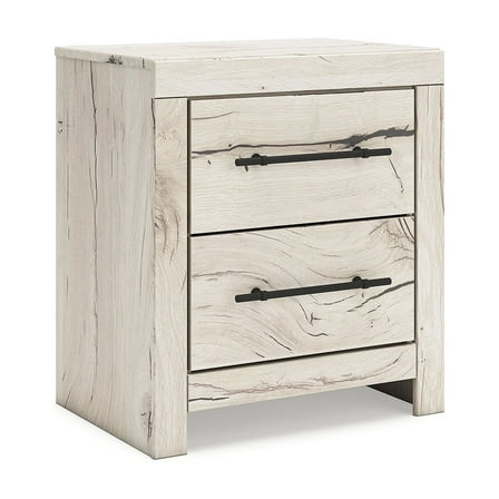 Signature Design by Ashley Lawroy Rustic Farmhouse 2 Drawer Nightstand with USB Charging Ports, Light Brown