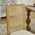 thumbnail image 4 of French Style Dining Chairs Set of 2, Linen Fabric Dining Chair with Rattan Back and Solid Leg, Wooden Farmhouse Side Chairs for Kitchen, Living Room, Beige, 4 of 8