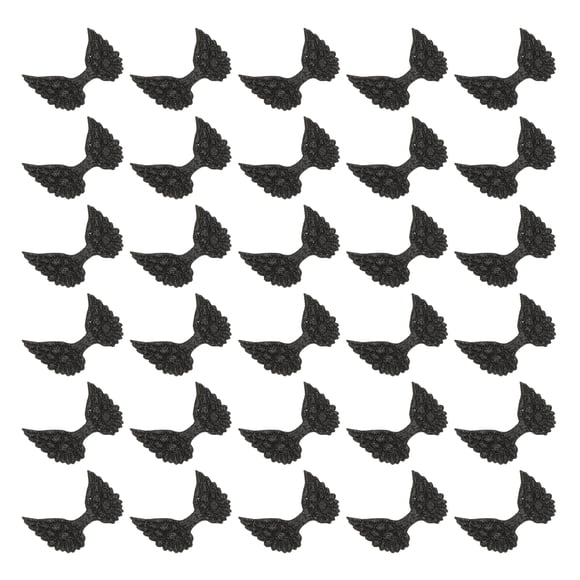Uxcell 60Pcs Angel Wings for Crafts, Glitter Mini Angel Wings Ornament Fabric Wings Sew on Patches, Black