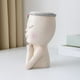 thumbnail image 5 of Macetero para la cara, macetas para la cara, macetero suculento, niña, ojos cerrados con agujero de drenaje, cara, escultura nórdica, color blanco, 5 of 5