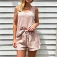 thumbnail image 1 of Camiseta de punto para mujer pantalones cortos camiseta con cuello redondo para mujer conjunto de pantalones cortos atuendo diario FLhrweasw Para estrenar, 1 of 8