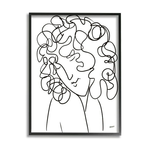 Stupell Industries Minimal Female Linework Portrait Curly Hair Detail Design by Patti Mann