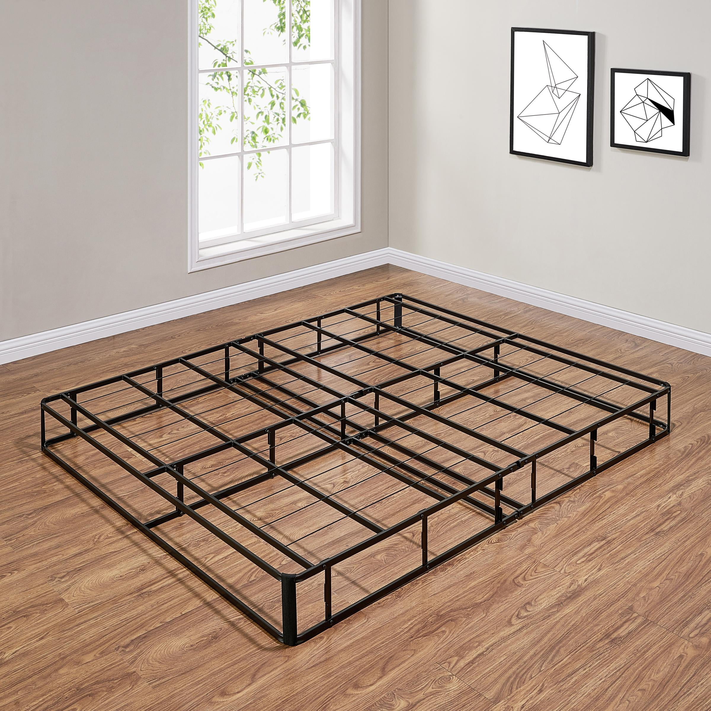 7 5 A Veces Plegable Black Metal Somier Queen Size Easy De Cama 7 5 Half Fold Foldable Black Metal Box Spring Queen Size Easy Storage Bed Frame