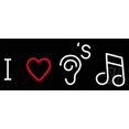 thumbnail image 1 of I Love Hearing Music LED Neon Sign 13" Tall x 32" Wide - inches Black Square Cut Acrylic Backing, with Dimmer - Premium built indoor Sign for Studio, Club, Home décor, Event, Workshop, Storefront., 1 of 7