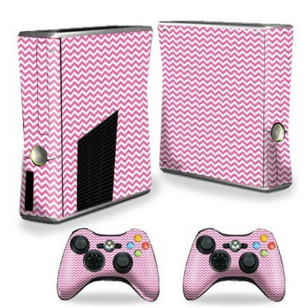 MightySkins XBOX360S-Bubble Gum Chevron Skin Decal Wrap Cover for Xbox 360 S Slim Plus 2 Controllers - Bubble Gum Chevron Each Microsoft Xbox 360 S Slim Skin kit is printed with super-high resolution graphics with a ultra finish. All skins are protected with MightyShield. This laminate protects from scratching  fading  peeling and most importantly leaves no sticky mess guaranteed. Our patented advanced air-release vinyl guarantees a perfect installation everytime. When you are ready to change your skin removal is a snap  no sticky mess or gooey residue for over 4 years. This is a 8 piece vinyl skin kit. It covers the Microsoft Xbox 360 S Slim console and 2 controllers. You can t go wrong with a MightySkin. Features Skin Decal Wrap Cover for Xbox 360 S Slim Plus 2 Controllers Microsoft Xbox 360 S decal skin Microsoft Xbox 360 S case Microsoft Xbox 360 S skin Microsoft Xbox 360 S cover Microsoft Xbox 360 S decal Add style to your Microsoft Xbox 360 S Slim Quick and easy to apply Protect your Microsoft Xbox 360 S Slim from dings and scratchesSpecifications Design: Bubble Gum Chevron Compatible Brand: Microsoft Compatible Model: Xbox 360 Slim Console - SKU: VSNS60556