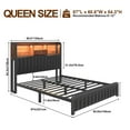 thumbnail image 4 of Queen Bed Frame with LED Lights, Charging Station , Tall Storage Headboard, 4 of 10