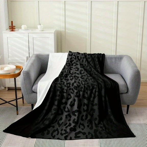 Leopard Blanket Feelyou Leopard Flannel Fleece Blanket Cheetah Print Plush Throw 280gsm for Sofa Couch Black Wild Animal Blanket Room Decor Safari