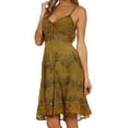 thumbnail image 3 of Sakkas Stonewashed Rayon Adjustable Spaghetti Straps Mid Length Dress - Old Gold - S/M, 3 of 6