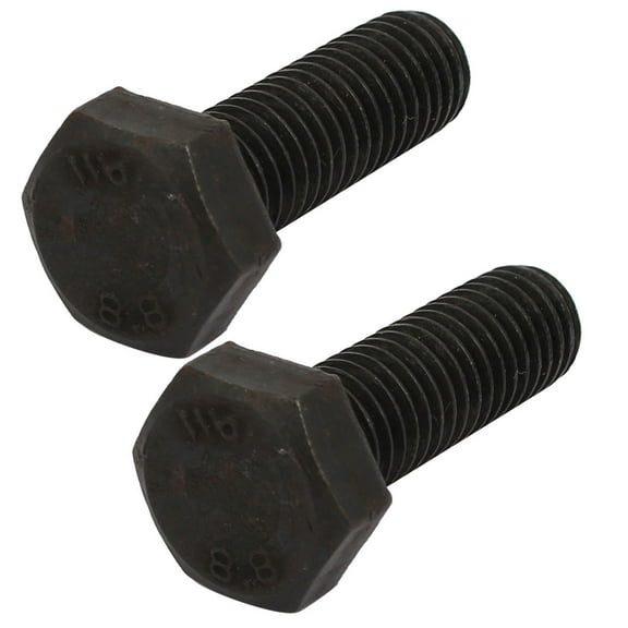 8.8 Grade M10x30mm Full Threaded Left Hand Thread Hex Head Bolt Black 2pcs