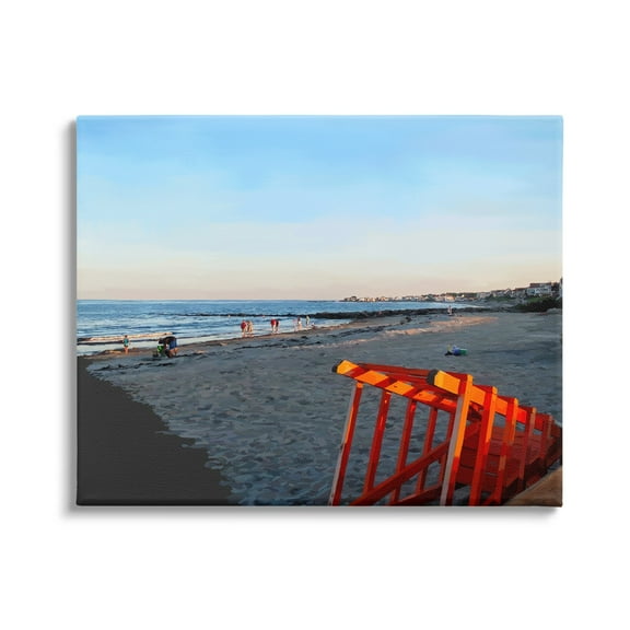 Stupell Beach Walkway People Lounging Landscape Painting Gallery Wrapped Canvas Print Wall Art