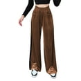 thumbnail image 1 of Txlixc Pantalones de terciopelo de piernas anchas para mujeres, pantalones elásticos casuales de cintura alta y ancha Txlixc  moda, 1 of 4