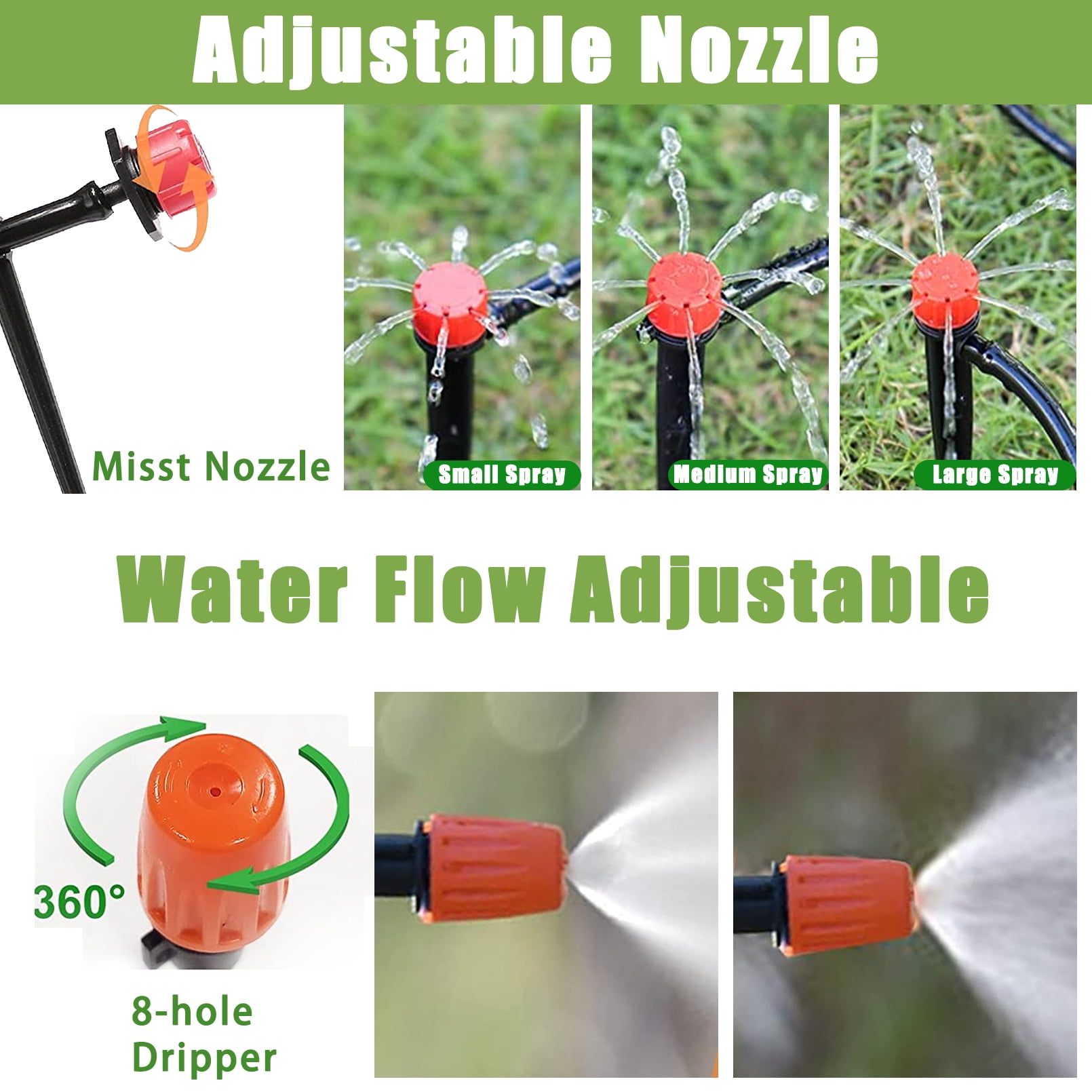 HXXF Drip Irrigation Kit, 132FT/40M+33FT/10M Drip Irrigation Hose+197PCS Garden Drip Irrigation System, Automatic Irrigation Equipment for Garden Greenhouse, Flower Bed,Patio,Lawn