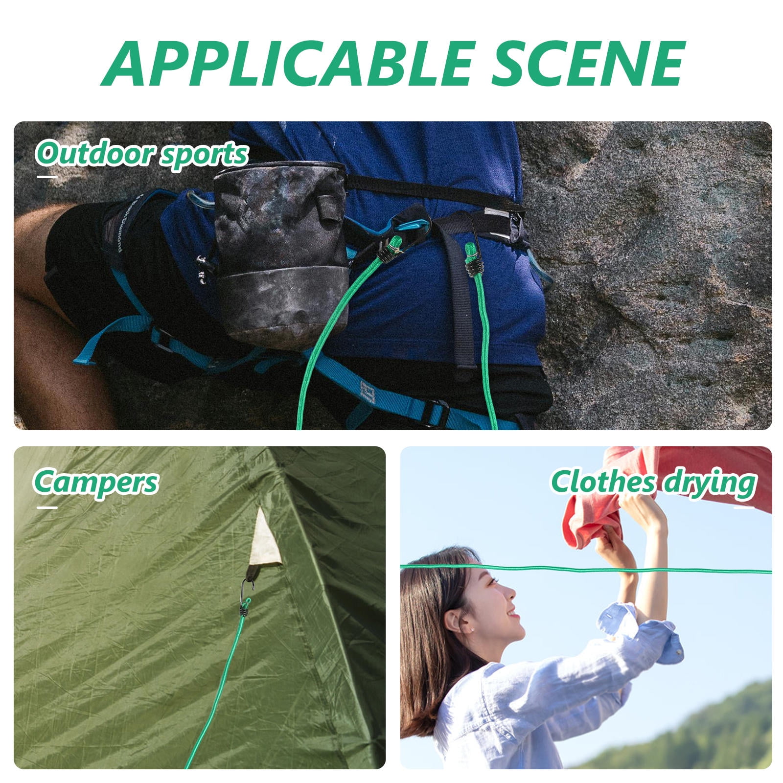 MLINS  10 Pcs Bungee Cords with Hooks Extended Elastic Travel