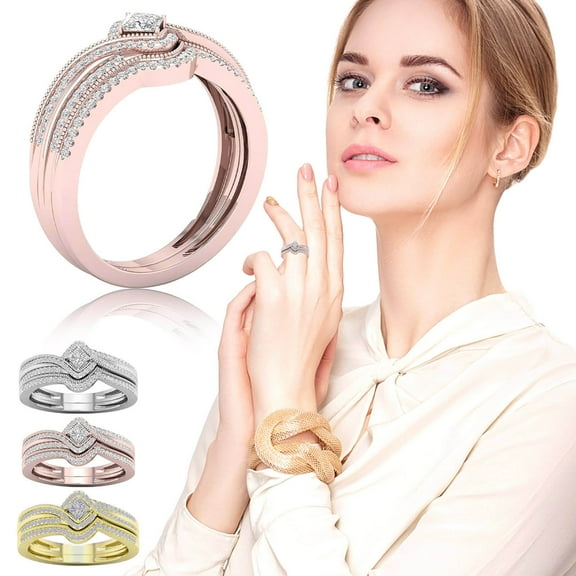 Exquisite Diamond Rings Sparkly Zircon Promise Ring Fashion Womens Wedding Rings Bridal Rings Mother's Day Valentine's Day Gift