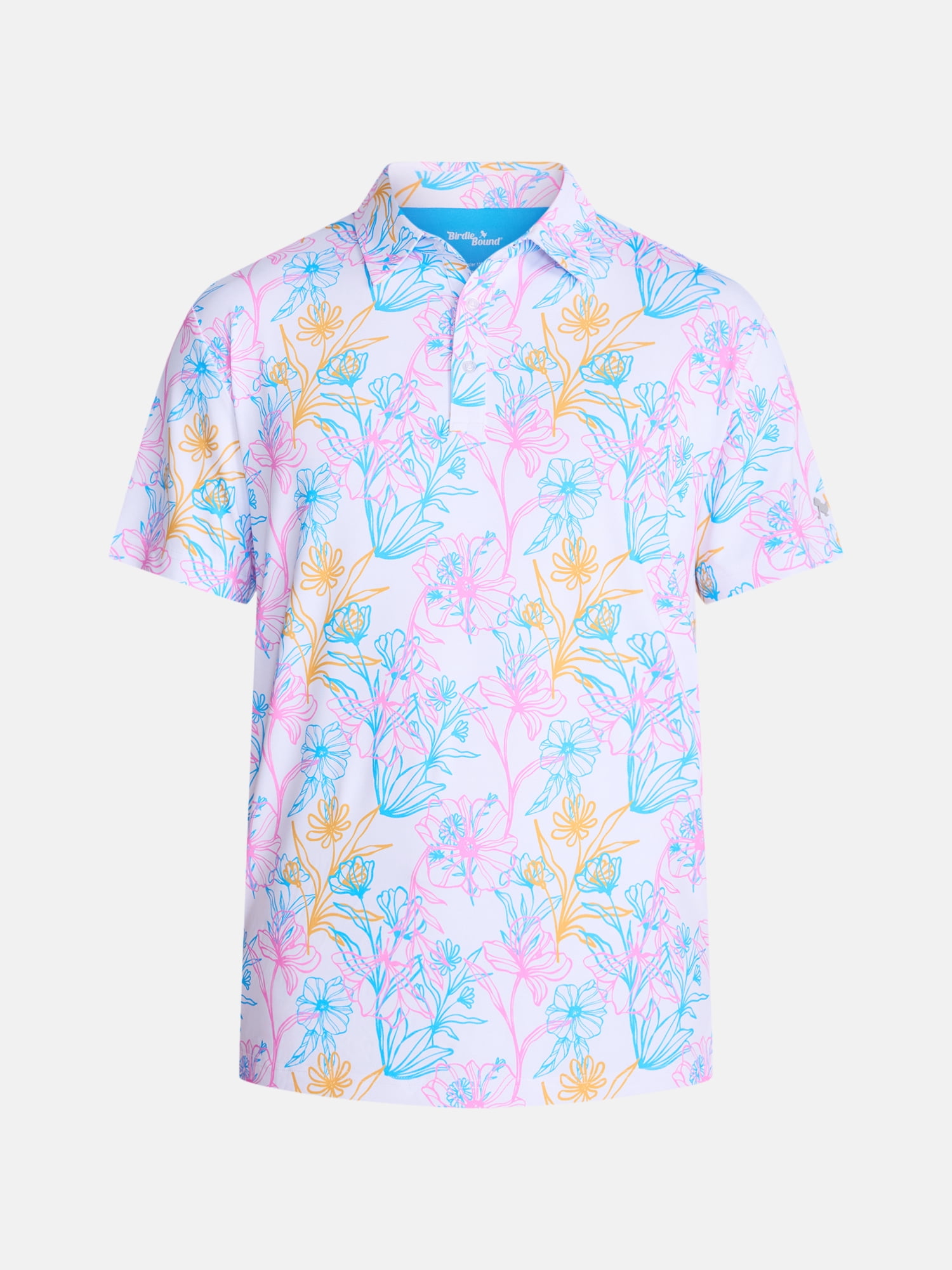 Birdie Bound Men's and Big Men's Flower Line Print Polo Shirt, Sizes XS-4XLT