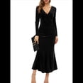 thumbnail image 1 of Vestido Elegante de Terciopelo para Mujer, con Escote en V Profundo, Cruzado A la Cadera, Liso, de Larga, para Fiesta de Noche, Cóctel o Graduación Negro S, 1 of 8