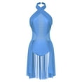 thumbnail image 1 of Hansber Robe de Danse Lyrique Froncée à devant Croisé pour Femmes, Dos Nu avec Strass, Danse Moderne de Salon Contemporaine, Costumes F1032LightBlue TTG, 1 of 7