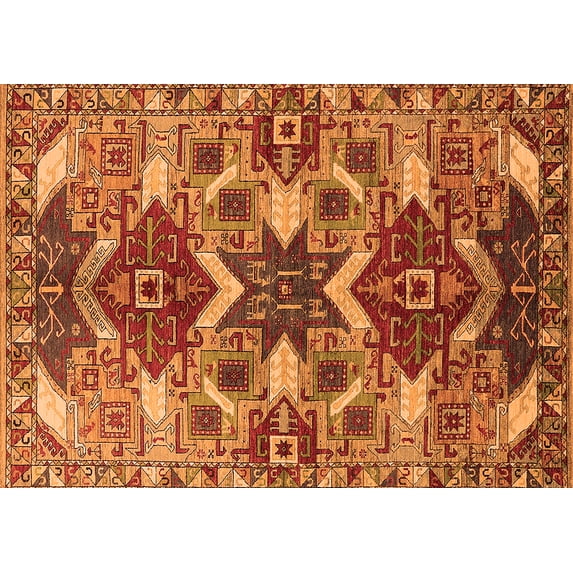 Ahgly Company Indoor Rectangle Oriental Orange Industrial Area Rugs, 6' x 9'