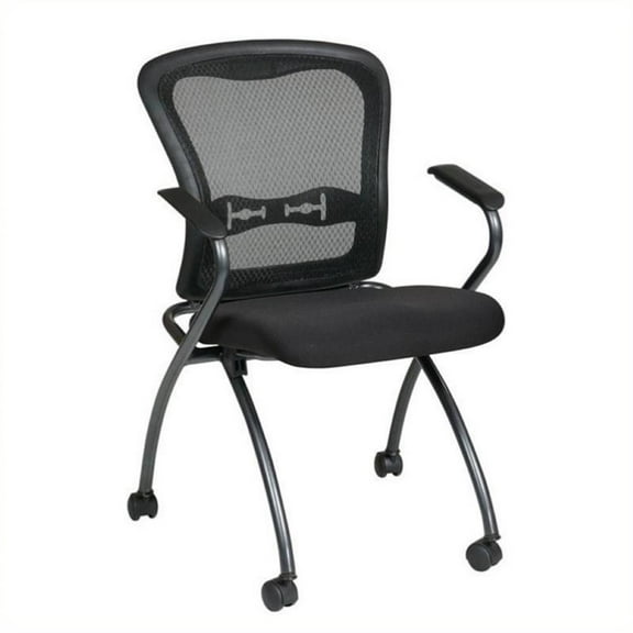 Scranton & Co Deluxe Folding Chair with Arms in Coal (Set of 2)