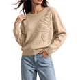 thumbnail image 2 of Women's Oversized Crewneck Sweaters 3D Textured Flower Detail Long Sleeve Loose Knit Pullover Soft Warm Jumper Casual Fall Winter Tops Rose Gold, 2 of 8