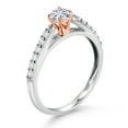 thumbnail image 3 of Gem Stone King 10K White and Rose Gold White Moissanite and White Lab Grown Diamond Engagement Ring for Women (0.34 Cttw, Gemstone, Round 3.5MM, Size 9), 3 of 4