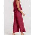 thumbnail image 4 of Womens Summer 2 Piece Outfits Sleeveless Tank Crop Top Wide Leg Pants with Pockets Linen Lounge Matching Beach Sets, 4 of 6