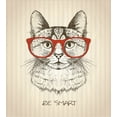 thumbnail image 3 of Hipster Duvet Cover Set, Animal Kitten Cat with Vintage Retro Words Glasses Sketchy Art, Decorative 3 Piece Bedding Set with 2 Pillow Shams, Calking Size, Olive Green Vermilion, by Ambesonne, 3 of 3