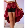 thumbnail image 6 of YiZYiF Womens Gothic Medieval Steampunk Satiny Pirate Skirt Lace-up Tiered Ruffled High Low Skirts Red XL, 6 of 7