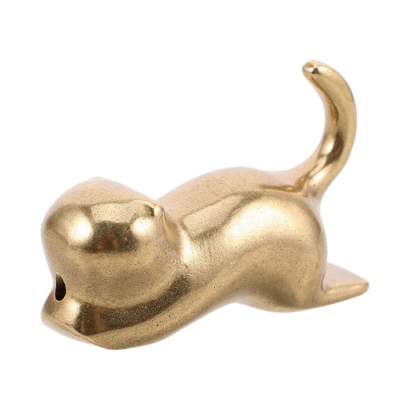Cute Cat Brass Incense Stick Holder Stand Adorable Tabletop Burner for Home Decor & Relaxation