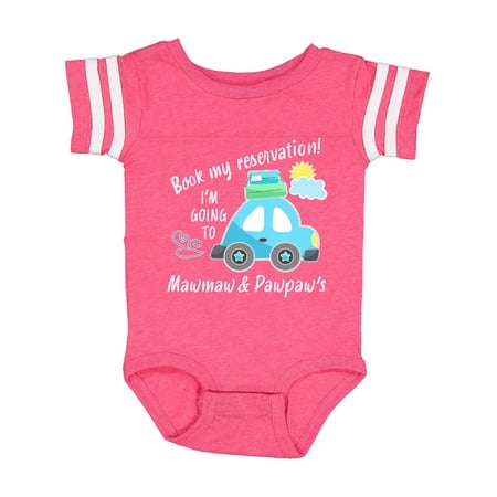

Inktastic Book my Reservation! I m Going To Mawmaw and Pawpaw Gift Baby Boy or Baby Girl Bodysuit
