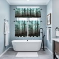 thumbnail image 3 of Teal Forest Kitchen Curtains Sets for Windows 24 Inch Length, Vintage Foggy Woods Tree Rod Pocket Window Treatments Tier Curtains and Valances Set for Bedroom/Bathroom, 3 of 8
