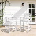 thumbnail image 3 of FUNDAZE Outdoor Bar Height Chair Set of 2, HDPE Weather Resistant Patio Stools with Wide Seat, Ergonomic Back, Armrest & Footrest, Tall Bar Chair for Garden, Poolside, Balcony, White, 3 of 6