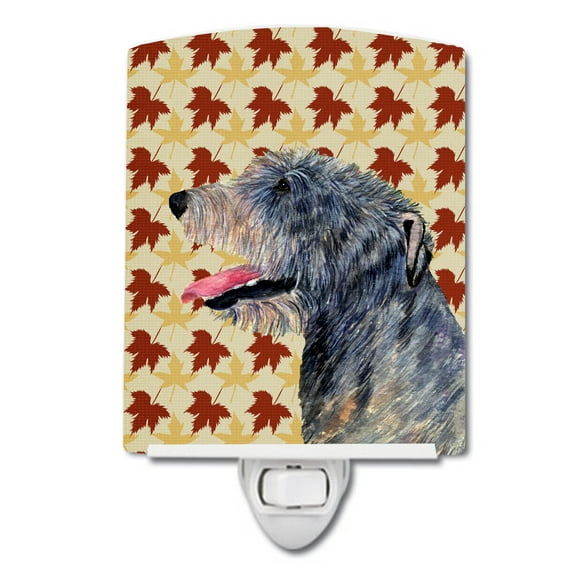 Caroline's Treasures SS4350CNL Irish Wolfhound Fall Leaves Portrait Ceramic Night Light, 6x4x3", multicolor