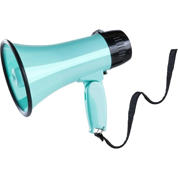 Portable Megaphone Bullhorn 20 Watt Power Megaphone Speaker Voice and Siren/Alarm Modes with Volume Control and Strap (Teal)…