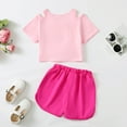 thumbnail image 3 of Little Girls Clothes 6T Girls Outfits 6T Girls Short Sleeve Heart Print Top Shorts 2PCS Summer Clothing Set Pink, 3 of 8
