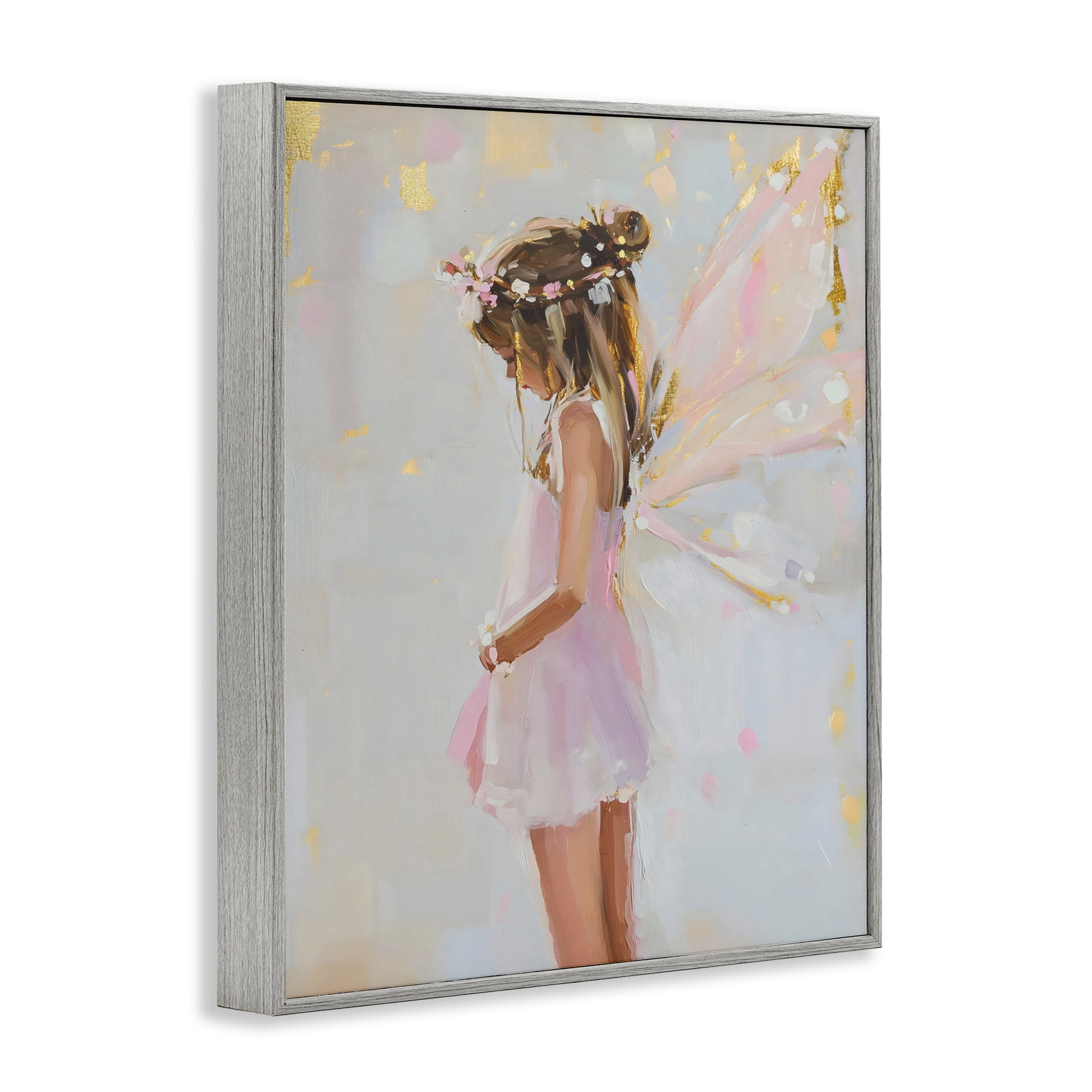 Stupell Industries Youthful Fairy Girl Gray Framed Giclee Art, design by The Prints Vibe