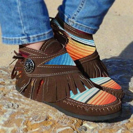 

TALKVE Short Suede Color Fashion Plus Hook&Loop Matching Women s Boots Fringed Size women s boots