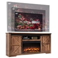 thumbnail image 4 of T4TREAM Farmhouse TV Stand for TVs up to 80", Entertainment Center with 30" Electric Fireplace and Sliding Barn Door&4 Drawers Storage Inside, Reclaimed Barnwood, 4 of 9