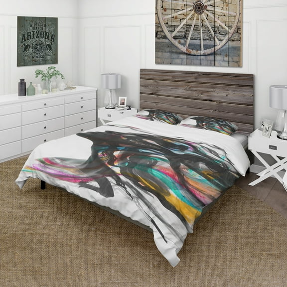 Designart 'Female face combined with painting' Glamour Duvet Cover Set