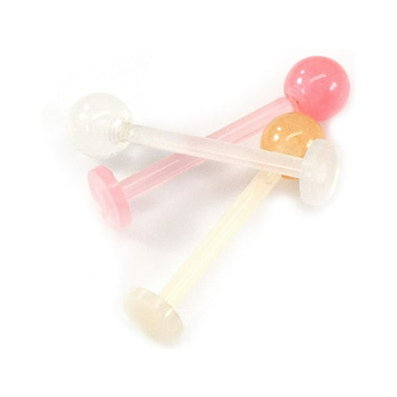 Tongue Ring with Flat bottom Flexi Barbell Glow in the Dark 14G