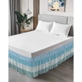 thumbnail image 4 of Colorful Stripe Wrap Around Bed Skirts for California King Bed 18" Drop,Bed Skirt with Adjustable Elastic Belt Dust Ruffle Bed Valance Modern Teal Blue Green Vertical Striped Bed Frame Cover, 4 of 7