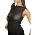 thumbnail image 2 of Coduop Women's Sleeveless Blouse See Through Sheer Mesh 3D Rosette Tank Tops, 2 of 7