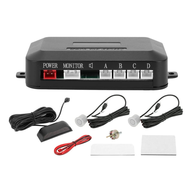 Sistema de radar de reversa para vehículos Unique Bargains con pantalla LED de distancia, sensores de estacionamiento de reversa y detección de distancia, 2 sensores de estacionamiento, tono plateado