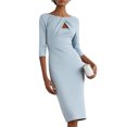 thumbnail image 2 of Women's Party Dress Evening Dress 3/4 Sleeve Fitted Elegant Cocktail Dress for Spring Fall Banquet Wedding Guest,Sky Blue,2XL, 2 of 6