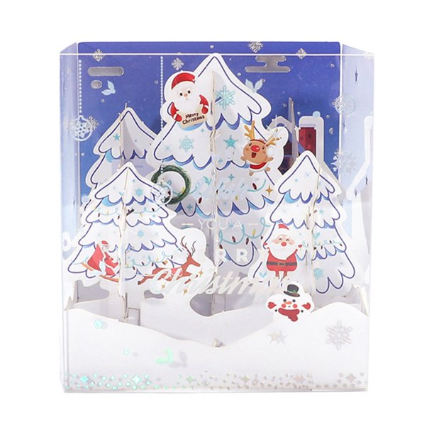 Boxed Christmas Cards Pop Up Christmas Tree 3D Cute Wish Card for